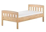 Erst-Holz Stabiles Buchen-Einzelbett Seniorenbett in zeitlosem Stil 100x200 mit wählbarem Zubehör V-60.76-10Rollrost und Matratze inkl.
