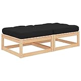 Brokky Gartenhocker mit Kissen Hocker Outdoor Garten Hocker FüR Draussen Sitzhocker Outdoor 2 STK. Massivholz Kiefer - 807291