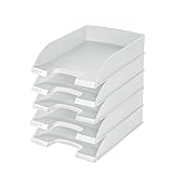 Leitz Briefkorb Standard A4, 5er Pack, Briefablage in Premium-Qualität, Stapelbare Ablagefächer als Schreibtisch-Organizer, Kombinierbar mit Plus-Serie, Weiß, 52270001