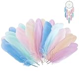 GUOYIHUA 200 Stück Macarons Bunte Federn zum Basteln, 10–18 cm Bastelfedern Bunt, Gemischte Farben Deko Federn, Flaumfedern für DIY Ohrring, Traumfänger, Schulhandwerk, Hochzeit, Kopfschmucksfedern