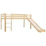 vidaXL Kiefernholz Massiv Hochbett mit Rutsche Leiter Kinderbett Spielbett Jugendbett Holzbett Rutschbett Bett Kinderzimmer 97x208cm Weiß