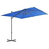 GLJTUO Terrassenschirm Ampelschirm Blau Polyester Uv-Schutz Mit 8 Streben Für Den Außenbereich, Standard,