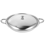 PHENOFICE Topf Kochwerkzeug Doppelgriff Edelstahlpfannen Home Cooking Pan Stahlpfannen Zum Kochen Küchenzubehör Gemüsepfanne Für Die Küche Kochgeschirr Für Die Küche Wok Küchenkochpfanne