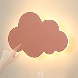 GZZBMY Kinderzimmer LED Wandleuchte mit Touch Schalter Wandlampe Innen Cartoon Wolken Wandbeleuchtung mit Schalter und Stecker Nacht Licht Mädchen Nachttischlampe 12W Babyzimmer (Rosa,Warmes Licht)