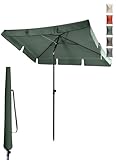 4smile Sonnenschirm Balkon in Grün - Sonnenschirm rechteckig 200x125cm mit UV50+ Sonnenschutz | Balkon Schirm knickbar höhenverstellbar | Robuster Balkonschirm für optimalen Schatten