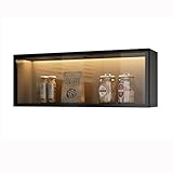 Wandmontierter Glasvitrine, Speisekammer, Aufbewahrungsschrank mit Türen, Lagerregale für Badezimmer, Bohrfreier Hängeschrank mit Licht