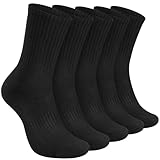 Utensilsto 5 Paar Tennissocken Damen Padded Running Socks Schwarz Sportsocken Herren EU 38-43 Sport Socken Tennis Wandersocken Laufsocken Atmungsaktiv Baumwollsocken,Dicke Socken Gepolstert