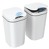Kssvzz 2er Set Mülleimer Bad mit Sensor, 10L Automatischer Mülleimer mit Deckel, Elektrischer Mülleimer für Büro, Schlafzimmer, Küchen (Weiß)