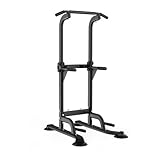 Leiblsufo Pull Up & Dip Station Dip Stand Power Tower, Einstellbare Höhe Home Krafttraining Fitness Workout Station, Geeignet für Jugendliche, Frauen, Männer (Schwarz-03)