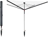 Vileda Sun-Rise Premium 50m kompakt Wäschespinne, patentiertes Spannsystem, 1,67-1,82m, 50m Leinenlänge, extra groß, Farbe Grau, Eco-Verpackung