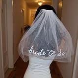 Dcsfadq Brautschleier für JGA, Weiß Hochzeitsschleier mit Bride to be, Kurzer Tüllschleier mit Kamm, Braut Schleier Junggesellenabschiede Accessoires Hochzeit Zubehör
