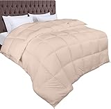Utopia Bedding Bettdecke - Warm Zudecke - Füllung - Microfaser Antiallergisch für Allergiker - Gesteppte Steppdecke (Beige, 155 x 220 cm)