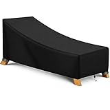 BEJAGWUS Abdeckung Gartenliege Sonnenliegen mit Verstellbarem Kordelzug & Schnallen,Oxford Schutzhülle für Garten Liege,Wasserdicht Winterfest UV-Anti Winddicht - 210x75x40/80 cm
