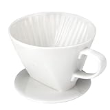 Joanolga Kaffee-Tropfer zum Übergießen, Keramik-Kaffeemaschine mit 3 Löchern, flachem Boden, Porzellan, langsamer Filterkegel für Reisen, Camping, Büro