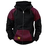 Generisch Kapuzenjacke Herren Retro, Herren Sweatjacke Mit Kapuze Ohne Reißverschluss Trainingsjacke Abzippbarer College Jacke Atmungsaktive Freizeitjacke Bequeme Hemdjacke Business Herbstmantel