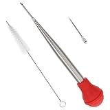 Baluue Bbq Truthahn Spritze aus Edelstahl mit Lebensmittelechtem Silikon Flexibler Gewürzschlauch Spülmaschinenfestes Marinaden Injektor Satz für Grillfleisch