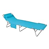 SoBuy OGS35-B Gartenliege Sonnenliege Relaxliege mit Seitentasche Liegestuhl klappbar Strandliege blau