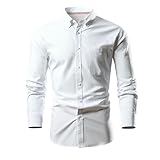 Herrenhemd, formelle Hemden 2024, einfarbig, langärmelig, Weihnachtsoberteil, Baumwollhemd, Sommermode, lässig, Knopfleiste, schwarzes Hemd, langärmeliges Herrenhemd, weiß, 6XL