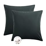 Aisbo Kissenbezug 80x80 Baumwolle 2er Set - weiche Kopfkissenbezug 80 x 80 Anthrazit mit Reißverschluss, 80x80cm Grau Pillow Cover Pillowcase
