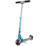Roller, zusammenklappbarer Tretroller für Erwachsene, höhenverstellbarer Roller, breiter 2-Rad-Sport-Roller, Fitness-Trick-Roller für Erwachsene (Farbe: Blau, Größe: 70 x 34 x 66-96 cm)