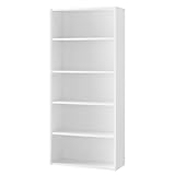 VASAGLE Bücherregal 5 Ebenen, Standregal, Aufbewahrungsregal, verstellbare Einlegeböden, für Wohnzimmer, Homeoffice, Schlafzimmer, wolkenweiß LBC165T14