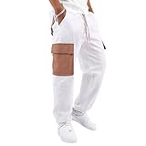 Jogginghose Herren Sommer Regular Fit Straight Leg Elastische Taille Arbeitshosen Freizeithose Casual Outdoorhose Trainingshose Sweathose Lose mit Kordelzug und Taschen Aestethic Sweatpants Stoffhose