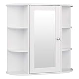 eSituro Spiegelschrank Badspiegel Hängeschrank mit Türen Wandschrank Badschrank, Weiß, BxHxT ca: 60x58x16cm
