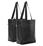 BikeZac 2.0 von COBAGS | FAHRRADTASCHE Clip-On EINKAUFS-Tasche | Fahrrad-Einkaufstasche | Gepäckträger-Tasche | Farbe:Cobags Black 2 x