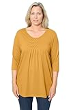 Ulla Popken meyermode Tunikashirt, längerer Straight Fit, Raffung, 3/4-Ärmel Curry 46 202906627-46