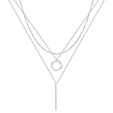 Meteorstarry Silber 925 Halskette für Damen, Kette Layered Damen Halskette mit Platz Anhänger Mehrschichtige Silber Halskette Hypoallergene Personalisierte Bar Y Kette Silber Modeschmuck für Mädchen