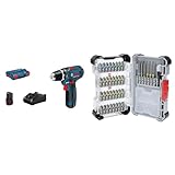 Bosch Professional 12V System Akku Bohrschrauber GSR 12V-15 (inkl. Schnellladegerät GAL 12V-40, 2x Akku GBA 12V 2.0Ah, L-BOXX) + 40-tlg. Extrahartes Schrauberbit-Set, Amazon Exklusiv (197 x 110,5 mm)