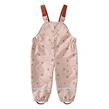 SEVEN BB Kinder Regenhose Jungen Regenlatzhose Mädchen Wind- und Wasserdicht Matshhose Baby Buddelhose Blumen 92