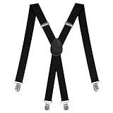 Hosenträger für Herren, Hosenträger Herren Extra Stark mit Sehr Starken 4 Metall Clips, X-förmige Riemen, Hosenträger Elastisch und Verstellbar, Tolle Passform für Damen Herren Einheitsgröße