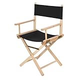 Klappbarer Regiestuhl aus Buchenholz – Regiesessel mit Rückenlehne & schwarzem Bezug, ergonomisch & platzsparend, Holzstuhl bis 120 kg, für Balkon, Garten, Camping, Innen & Außen
