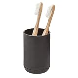 iDesign Cade Zahnbürstenhalter für das Waschbecken, kleiner Zahnbürstenständer aus Kunststoff, schwarz