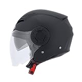 MTR Demi-Jet 5 Evo Jethelm mit Visier und Sonnenblende, ECE Zertifiziert, Herren & Damen, XL, Leichter Motorradhelm mit Visier, Jethelm mit Sonnenblende in Matt Schwarz