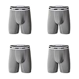 PRIOKNIKO Männliche Unterwäsche Trunks Stylische Herren Boxershorts L-6Xl Aus Modal – Lange Passform Für Höchsten Trendigen Look!(L/Grau)