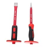 SHINEOFI 2 teiliges Meißelset aus gehärtetem Chrom Vanadium Stahl mit Handschutz flacher und zugespitzter Kopf robust für Steinbearbeitung Beton Mauerwerk Steinschnitzerei und