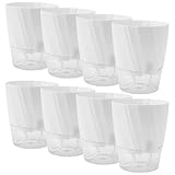 MUNGHOK 8 Stück 15cm Blumentopf mit Bewässerungssystem, Balkon Kräutertopf Selbstbewässernd, Weiß Selbstbewässerungstopf klein, Pflanzentopf Selbstbewässerung für Zimmerpflanzen