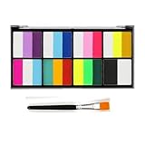 Gesichtfarbe Palette, 24 Farbe mit Pinsel Gesicht Malen Schminkfarbe Face Paint Wasserlöslich Theaterschminkefarbe Körperfarben Gesichtsbemalung Festival Halloween