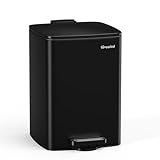 lovewind Küchenabfalleimer, 20L Schwarzer Mülleimer aus Edelstahl mit Pedal, mit Deckel und Inneneimer, Sanft Schließend und Offen Bleibend, Geeignet für Küche, Bad und Wohnzimmer