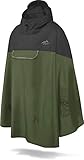 normani Unisex Regenponcho - Wind und Wasserdicht mit Bauchtasche, 3M Refelktoren und seitlichen Eingriffen Farbe Schwarz/Olive Größe S-M