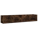 vidaXL CD Wandregal, Hängeregal mit viel Platz, Bücherregal für Wohnzimmer Schlafzimmer Büro, Wandablage DVD Regal, Räuchereiche Holzwerkstoff