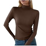 Damen Slim Fit Rollkragenoberteil Langärmliges leichtes doppelseitiges Fleece-Unterhemd Herren Trikot (Coffee, XL)