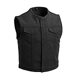 Herren-Motorradweste aus unbehandeltem Leinen, 7,6 cm, kürzerer schwerer Hitter, Schwarz, Large