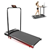 Worldgeil Walking Pad Laufband für Zuhause Klappbar - WalkingPad mit Steigung-6% rutschfeste Lauffläche - Led-Anzeige Fernbedienung - Laufbänder mit Griff für Schreibtisch und Büro