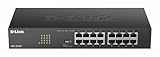 D-Link DGS-1016D Gigabit Switch (16 Ports, 10/100/1000 Mbit/s, einfache Plug & Play-Installation, lüfterlos), Schwarz, Metallisch