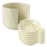 Generisch Dipschalen Mit Halter,Dipfach Mit Aufbewahrungsbox | Praktische Keramik Servierplatte Für Snacks Obst BBQ Party Küche Saucen