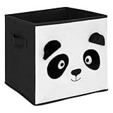 Atmosphera - Kinder aufbewahrungsbox panda 'joey' schwarz & weiß 29x29cm