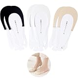 KkvoGmle 6 Paar Zehensocken Füßlinge Damen, Invisible Baumwolle Damen Toe Socks, Unsichtbare Söckchen mit Non-Slip TPU Schlinge, Atmungsaktiv Halbsocken für Sling Back Heels, 35-39 Ballerina Socken